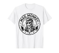 Dessin animé Graphique Rebelle Mad Monkey Punk Rock T-Shirt