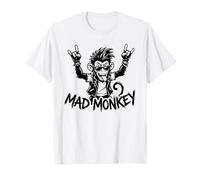 Dessin animé Graphique Rebelle Mad Monkey Punk Rock T-Shirt