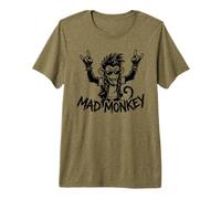 Dessin animé Graphique Rebelle Mad Monkey Punk Rock T-Shirt Haut de Gamme