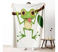 Dessin Animé Grenouille Couverture Polaire 75x100 cm, Petit Plaid Amphibien Drôle Mignon, Doux et Légère Couverture Lit 1 Personne Jeté de Canapé en Flanelle pour Fille, Garçon, Adulte, Enfant, Ado
