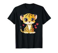 Dessin animé guépard mignon avec cœurs d'amour T-Shirt