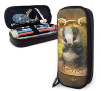 Dessin Animé Harry-Potters Poufsouffle Trousse À Crayons En Cuir Trousse À Crayons Sac De Papeterie Bureau Boîte De Rangement Portable Boîte À Cosmétiques Dossier