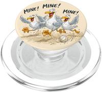 Dessin animé Humoristique de mouettes et d'oiseaux Jouant au Volley-Ball PopSockets PopGrip pour MagSafe
