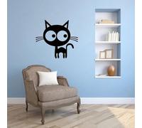 Dessin animé Kitten, autocollant mural, décor de fond de chat mignon, décoration pour la maison, décalcomanies du salon, papier peint, toilettes amovibles 19x17cm