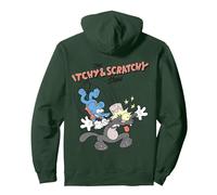 Dessin animé Les Simpsons Itchy & Scratchy Hammer Classic Mayhem Sweat à Capuche, Unisexe pour Adultes, Vert Forêt, M