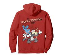 Dessin animé Les Simpsons Itchy & Scratchy Hammer Classic Mayhem Sweat à Capuche, Unisexe pour Adultes, Rouge, M