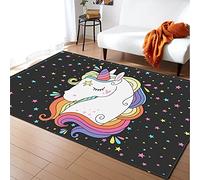 Dessin Animé Licorne Tapis Doux Tapis Mince Fille Chambre Dame Salon Couleur Cheval Porte-Bonheur Rose Violet Bleu Tapis (Couleur 03,80_x_120_cm)