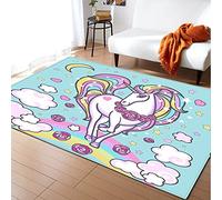 Dessin Animé Licorne Tapis Doux Tapis Mince Fille Chambre Dame Salon Couleur Cheval Porte-Bonheur Rose Violet Bleu Tapis (Couleur 06,100_x_150_cm)