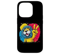 Dessin animé Lion Peace Graffiti Pop Character Graphic Art Sign Coque pour iPhone 14 Pro