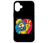 Dessin animé Lion Peace Graffiti Pop Character Graphic Art Sign Coque pour iPhone 16 Plus