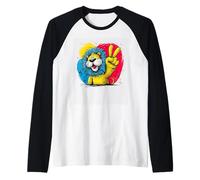 Dessin animé Lion Peace Graffiti Pop Character Graphic Art Sign Manche Raglan