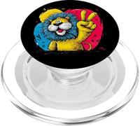 Dessin animé Lion Peace Graffiti Pop Character Graphic Art Sign PopSockets PopGrip pour MagSafe