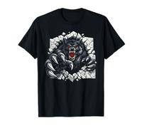 Dessin animé Loup-Garou griffant Hors du Trou de Pierre Illustration T-Shirt