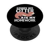 Dessin animé Loutre de mer a mangé Mes devoirs PopSockets PopGrip Adhésif