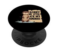 Dessin animé Loutre de mer a mangé Mes devoirs PopSockets PopGrip Adhésif