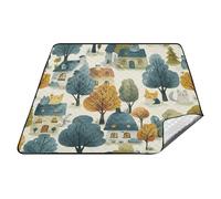Dessin animé Maisons Arbres Animaux Accessoires de Plage Imperméable Parc Extérieur Tapis de Jeu pour Terrain Pique-nique Articles Manta Para Picnic y Playa