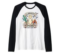 Dessin animé Méditant Lama Calm Mind Humour Manche Raglan