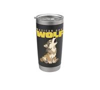 Dessin animé Mexicain Gris Loup Race Animal Lover Cute Wolves Gobelet isotherme en acier inoxydable double paroi