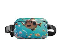 Dessin animé Mignon Coloré Poisson Corail Tendance Croix Corps Sac Ceinture Pack pour Hommes Femmes Grande Capacité avec Sangle Réglable pour Voyage Gym Travail mochilas para hombres de cintura,
