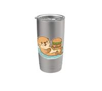 Dessin animé mignon d'amant de hamburger loutre Gobelet isotherme en acier inoxydable double paroi