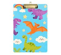 Dessin animé mignon dinosaure stégosaure bleu rouge métal papier papier presse-papiers papier planche professeur taille 9 x 12,5 Tablas para escribir