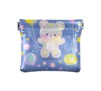 Dessin animé mignon faux ours à paillettes femmes petit sac à main de remplacement en cuir joli mini porte-cartes portefeuille pour femmes dames, dessin animé mignon ours en fausse paillettes, 1