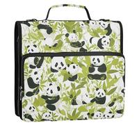 Dessin animé mignon panda feuilles 3 anneaux 3,8 cm classeur organiseur de bureau avec sangle imperméable portfolio pour l'école et le bureau