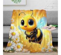 Dessin Animé Mignon Plaid Abeille 3D Imprimé Microfibre Décoration Maison Couverture Jetée Bourdon pour Adultes Adolescents Canapé Lit 80×90(200x230cm)