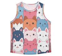 Dessin Animé Mignon RéPéTant des Chats DéBardeurs sans Manches pour Garçons Adolescents,Idéaux pour Sport Activités Physiques