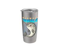 Dessin animé Narval Baleine Race Animal Mer Amoureux Baleines Mignonnes Gobelet isotherme en acier inoxydable double paroi