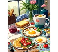Dessin animé Nourriture Petit déjeuner Puzzle 500 Pièces pour Adultes, Puzzle Impossible, Puzzles Classique pour Adulte, Puzzles Coloré Jeu de Famille et Team Building