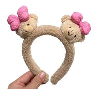 Dessin animé Nœud Papillon Ours en peluche Joli bandeau à fourrure Maquillage décontracté Coiffe pour femmes Adulte Visage Lavage Bandeau Accessoires de cheveux élégants