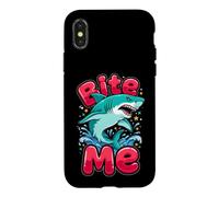 Dessin animé Ocean Predator « Bite Me » Texte Coque pour iPhone X/XS