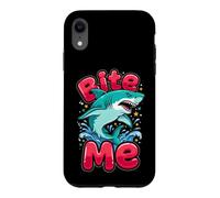 Dessin animé Ocean Predator « Bite Me » Texte Coque pour iPhone XR