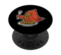 Dessin animé oiseau cardinal aimant les pâtes PopSockets PopGrip Adhésif