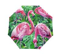 Dessin Animé Oiseau Flamant Tropical Parapluie Pliant Enfant Garçons Filles Automatique Protection UV Parapluies Coupe-Vent pour Voyager