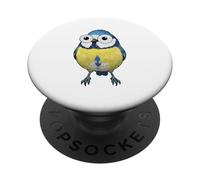Dessin animé Oiseau mésange Bleue aux Gros Yeux PopSockets PopGrip Adhésif