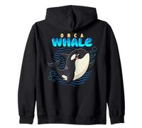 Dessin animé Orca Baleine Race Animal Mer Amoureux Baleines Mignonnes Sweat à Capuche