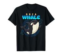 Dessin animé Orca Baleine Race Animal Mer Amoureux Baleines Mignonnes T-Shirt