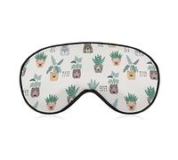 Dessin animé ours visage plantes sommeil masque pour les yeux ombre pour les yeux avec sangle réglable bandeau pour voyage en avion