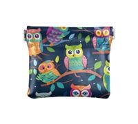 Dessin animé peint à la main hibou groupe mode PU cuir petite monnaie portable étuis pour cartes organisateurs d'argent pour hommes femmes voyage monederos pequenos de Mujer