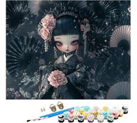 Dessin animé Peinture Numero Adulte, Japon Coloriage par Numero Adulte Loisirs Créatifs, Numéro d'Art Kit avec 3 Pinceau et Peinture par Decoration Chambre Maison, Cadeau, 60x80cm Sans Cadre, Model448