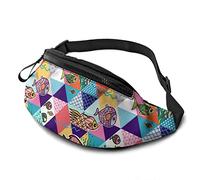 Dessin animé Poisson géométrique Fond décontracté Fanny Taille réglable léger Sport Ceinture Taille Sac pour Sport Course randonnée vélo Marche