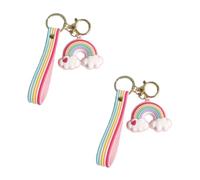 Dessin Animé Porte-clés Arc-en-ciel en PVC 2 Pièces