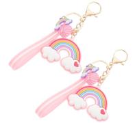 Dessin Animé Porte-clés en Silicone Métal Arc-en-ciel 2 Pièces