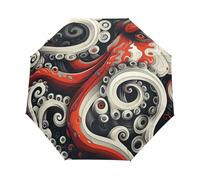 Dessin Animé Poulpe Animal Blanc Parapluie Pliant Enfant Garçons Filles Automatique Protection UV Parapluies Coupe-Vent pour Voyager