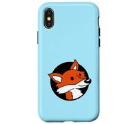 Dessin animé Red Cool Fox in a Hole Wild Animal Look Face Head Coque pour iPhone X/XS
