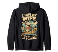 Dessin animé rétro avec Dicton drôle de Capitaine de Bateau « J'aime ma Femme » Sweat à Capuche
