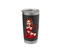 Dessin animé rétro espiègle She Devil Girl Pinup Gobelet isotherme en acier inoxydable double paroi