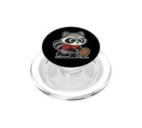 Dessin animé Rugby Raccoon Kick Prep PopSockets PopGrip pour MagSafe